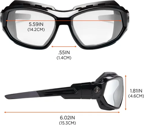 Miniatura 7 de Ergodyne Skullerz LOKI - Spogles de seguridad convertibles, incluye junta de espuma y correa para convertir en gafas, ANSI z87.1