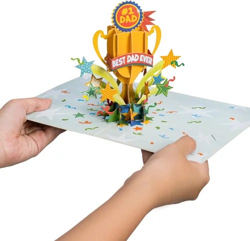 Miniatura 4 de Paper Love - Tarjeta desplegable para el día del padre, trofeo #1 Dad, para padre, marido, hijo, para todas las ocasiones, hecha a mano, cubierta