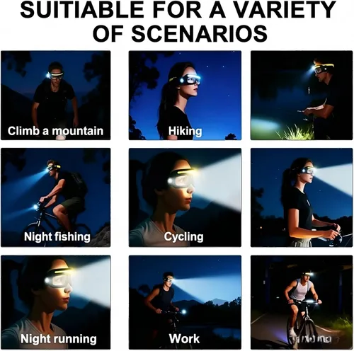 Miniatura 5 de Lentes LED recargables para faros delanteros con sensor de movimiento y control táctil, 5 modos de iluminación USB C para correr, acampar, pescar