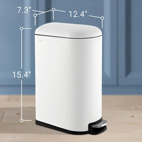 Miniatura 6 de happimess HPM1009C Roland Mini 2.6-Gallones Cesta de Basura con Pedal y Tapa de Cierre Suave, Moderna, Minimalista, Resistente a Huellas Dactilares