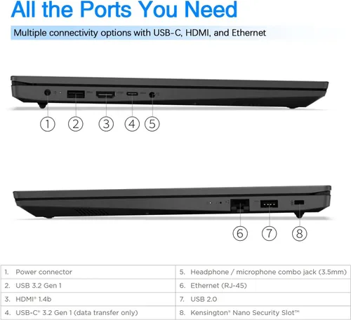 Miniatura 5 de Lenovo Laptop empresarial V15 Procesador Intel Pentium N6000 de 4 núcleos 15.6 FHD (1920 x 1080) 16 GB de RAM SSD PCIe de 1 TB Durabilidad