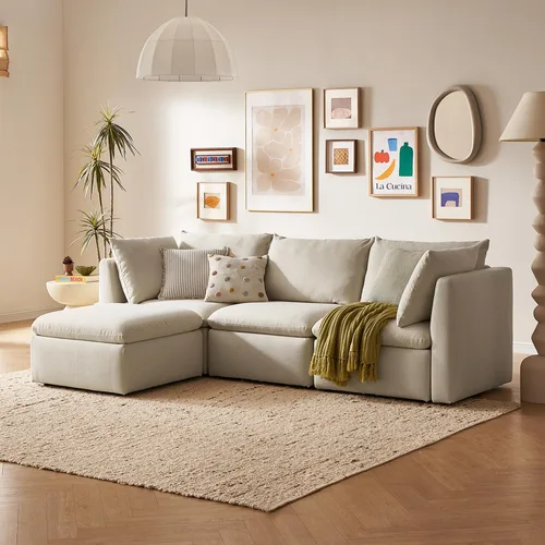 Miniatura 22 de mopio Sofá Seccional Modular de Gran Tamaño con Fundas Completamente Extraíbles y Almacenamiento, Convertible en Forma de U, en Forma de L