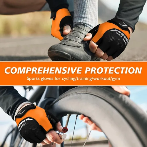 Miniatura 2 de Guantes de ciclismo con almohadilla absorbente de golpes, agarre extra, ajuste flexible, peso ligero, transpirable para hombres y mujeres ciclismo