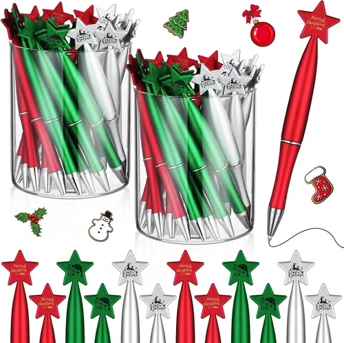 Cholemy 150 bolígrafos de Navidad con estrella, bolígrafos navideños a granel, regalos de 0.039 in, bolígrafos de tinta negra para adultos, fiesta