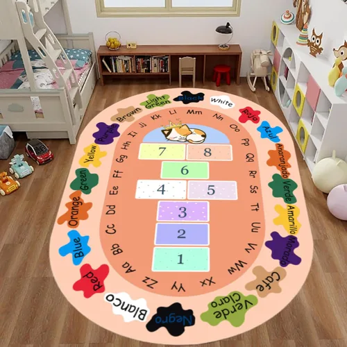 Miniatura 3 de ABC & 123 - Alfombra de aprendizaje para niños de 5 x 7 pies, alfombra de reconocimiento de color y números, alfombrilla educativa antideslizante