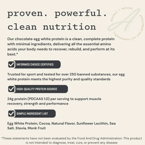 Miniatura 4 de Proteína de clara de huevo de Anea - Chocolate 0.85 oz de proteína Sin grasa, sin colesterol 0.17 oz de BCAA Perfil completo de aminoácidos