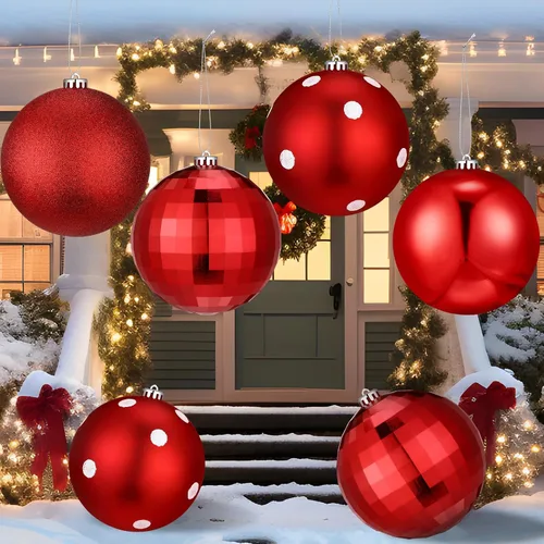 Tigeen 4 adornos de bola de Navidad rojos grandes de 6 pulgadas, adornos colgantes de Navidad extra grandes de 5.906 in con purpurina para invierno,