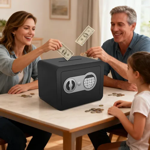 Miniatura 6 de Cajas fuertes pequeñas para el hogar, caja fuerte pequeña mini con ranura para monedas, cajas fuertes personales para dinero, efectivo, documentos