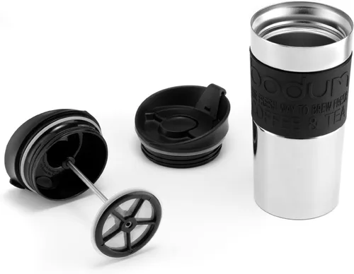 Miniatura 5 de BODUM Juego de cafetera de prensa francesa de viaje, acero inoxidable con tapa adicional, al vacío, 0.35 L/12 oz, negro