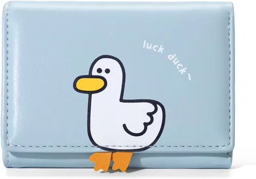 Sunwel Fashion Monedero plegable con diseño de pato en 3D para niñas, con bolsillo para efectivo, tarjetero, monedero con ventana de identificación