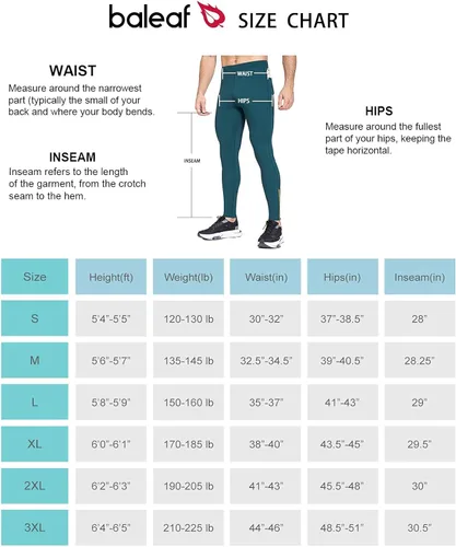 Miniatura 7 de BALEAF Mallas de correr de vellón para hombre pantalones térmicos resistentes al agua leggings con cremallera en las piernas bolsillos para ciclismo