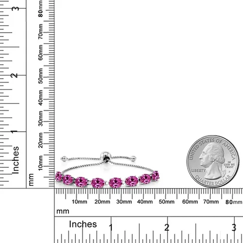 Miniatura 212 de Gem Stone King Pulsera de plata de ley 925 con piedra natal ovalada de 0.276 x 0.197 in para mujer, totalmente ajustable hasta 9 pulgadas