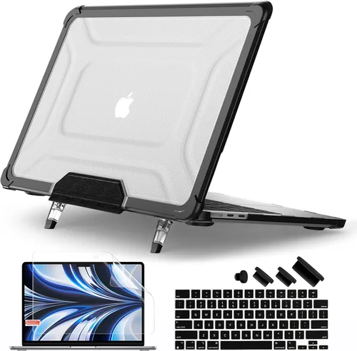 Miniatura 13 de Batianda Funda resistente para MacBook Air de 15 pulgadas 2026 M5 2025 M4 2024 2023 versión modelo A3448/A3241/A3114/A2941, soporte plegable Caqui