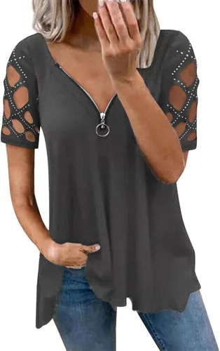 Women's Top T Shirt Short Sleeve Casual Summer Outdoors Blouse Women Outer Wear Heart Print Tees & Blouses Tank Tunic Top