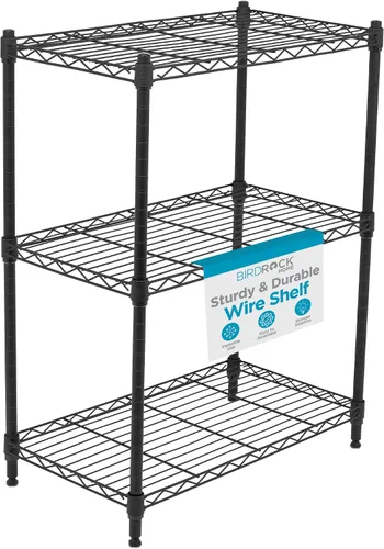 Internet's Best Estantería de alambre ajustable de 3 estantes | Estante de almacenamiento de servicio pesado | Estante de metal para garaje,