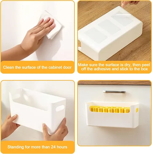Miniatura 8 de 2 piezas Organizador para puerta de gabinete de cocina, almacenamiento adhesivo en la puerta interior del gabinete, estante de almacenamiento debajo