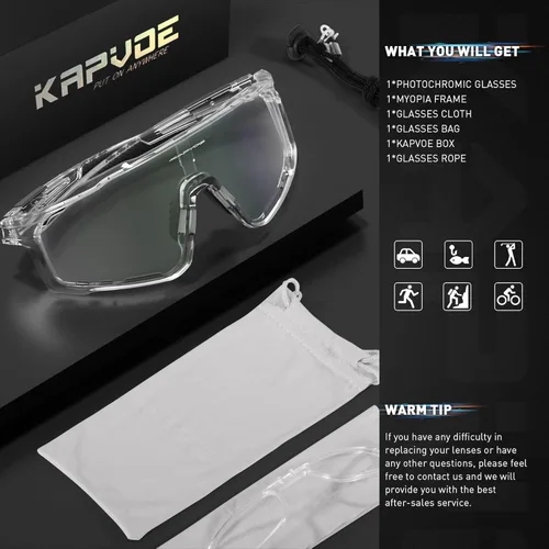 Miniatura 6 de KAPVOE Gafas de ciclismo fotocromáticas para hombres y mujeres, gafas de sol deportivas, marco de decoloración HD, gafas de bicicleta K76 Verde