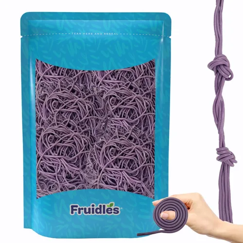 Fruidles Cordones de regaliz, pajitas de caramelo largas, masticables suaves, sin gelatina, recuerdo de fiesta (cordones de uva, 4 libras)