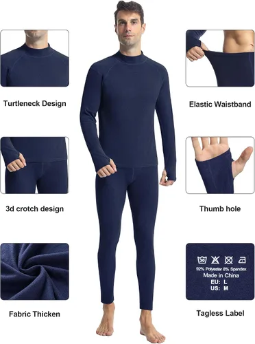 Miniatura 4 de Runhit Mens Thermal Underwear SetFleece Lined Long Johns for Men Thermal Shirts and Pants Base Layer Cold Weather Thermals