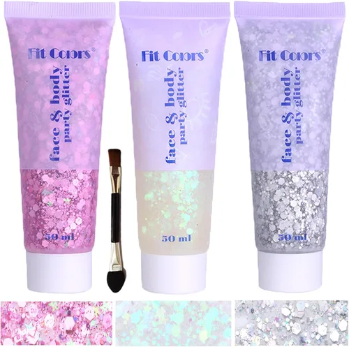 Gel con purpurina para el cuerpo y la cara: Accesorios para conciertos de cantantes, disco, festival, rave, maquillaje con purpurina facial, 150 ml,