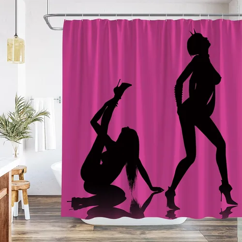 Miniatura 7 de Cortina de ducha de decoración de mujer sexy, juego de baño de tela divertida y moderna con gancho, 36 pulgadas de ancho x 70 pulgadas de alto