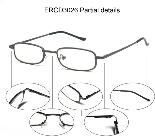 Miniatura 3 de Gafas de lectura de metal portátiles ligeras con estuche de bolsillo para hombres y mujeres