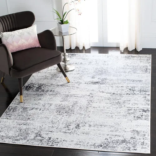 Miniatura 21 de SAFAVIEH Amelia Collection ALA700A - Alfombra decorativa de 2'2" x 4', diseño moderno abstracto, color marfil y azul, no desprende pelusa y de fácil
