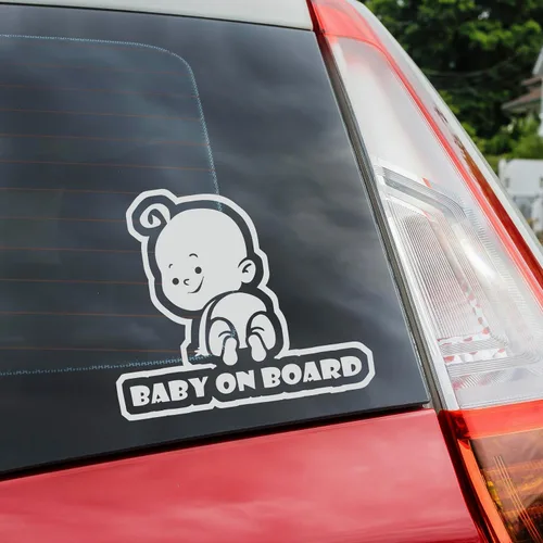 Miniatura 13 de Cartel de bebé a bordo – Divertido adhesivo para automóviles – Mantén a tu pequeño seguro con esta calcomanía de bebé en coche – Adhesivo