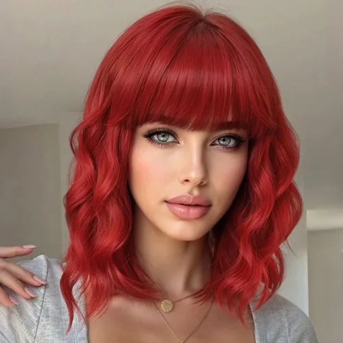 Miniatura 17 de AISI HAIR Peluca rizada estilo Bob con flequillo, pelucas cortas onduladas suaves de color beige rubio ceniza para mujer, estilo Bob, pelucas
