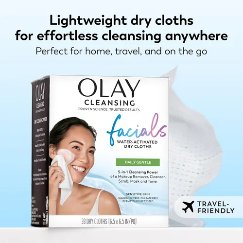 Miniatura 11 de Olay 4 en 1 Paños fragancia y jabón Facial diaria gratuita para piel sensible 33 unidades, embalaje puede variar, Fragrance & Soap Free Daily Facial