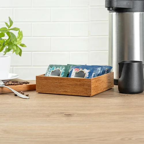 Miniatura 6 de Eco Display Contenedor de condimentos de bambú de 7 x 7 x 2 pulgadas, 1 caja grande para especias, resistente a astillas, para condimentos