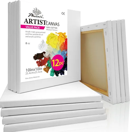 Miniatura 37 de PHOENIX Lienzo Estirado Grande para Pintura 14x18 Pulgadas/Paquete de 7 Unidades, 8 Oz Triple Imprimado Perfil de 5/8 Pulgadas 100% Algodón Lienzo
