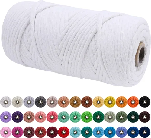 Miniatura 158 de JeogYong Cordón de macramé de un solo hilo 2mm x 164 yardas (492 pies) Cuerda de algodón suave, hilo de macramé 2 mm, suministros de macramé