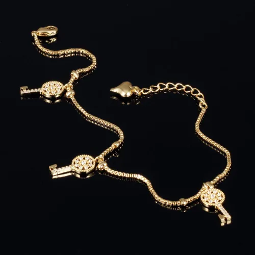 Miniatura 3 de Tono de la moda aanklets Oro 18K Rhinestone clave encanto playa cadena de pie aanklet para las mujeres l7.99+ 2
