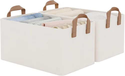 Miniatura 26 de StorageWorks Closet Storage Bins, Storage Baskets for Shelves, Closet Organizers and Storage Bins with Metal Frame, Handles, Beige, Cool Silky
