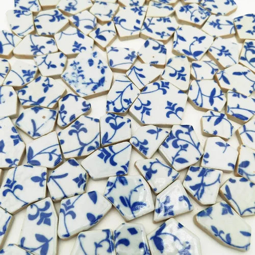 Miniatura 2 de Azulejos de mosaico de cerámica de porcelana de 1.1 libras, azulejos de mosaico irregulares rotos para suelo de manualidades, cocina, piscina