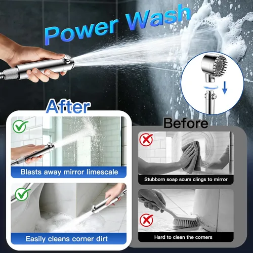 Miniatura 7 de Vatex Cabezal de ducha filtrado con portátil, cabezal de ducha de 4 pulverizadores de alta presión con interruptor de encendido/apagado, cabezales