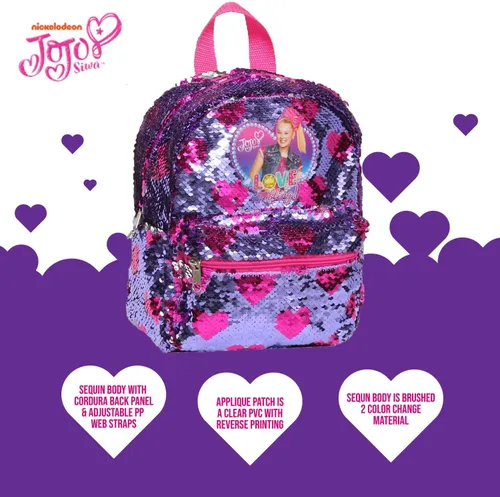 Miniatura 5 de JoJo Siwa Mini Backpack with Brushed Sequins, PinkPurple, Medium
