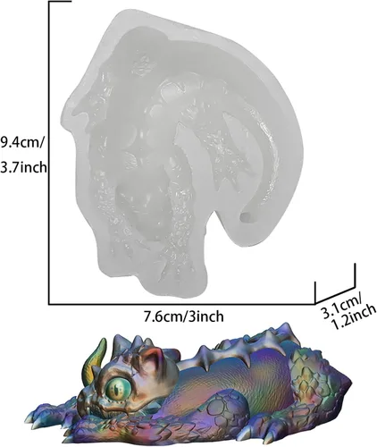Miniatura 2 de Molde de silicona de resina epoxi 3D de dragón de calavera mágica para manualidades de azúcar de fondant, decoración de pasteles, arcilla