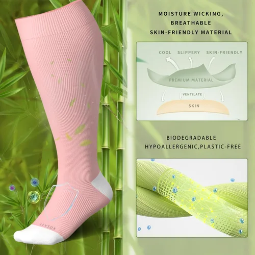 Miniatura 2 de LEVSOX Calcetines de compresión de pantorrilla ancha para mujeres y hombres, talla grande, 15-20 mmHg, hasta la rodilla, medias de gran soporte