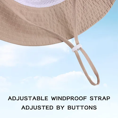 Miniatura 3 de Peecabe Sombrero de sol para bebé, sombrero ajustable para niños, sombrero de pescador de verano, sombreros de protección solar para bebés y niños