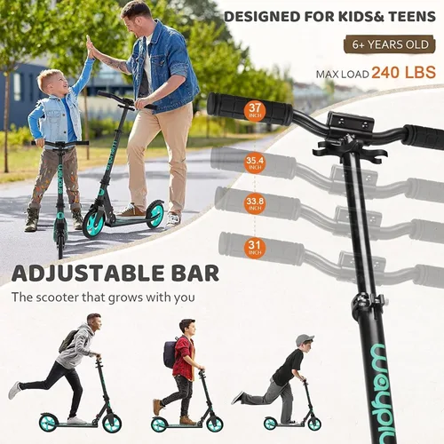 Miniatura 3 de WAYPLUS KS1 Kick Scooter para mayores de 6 años, niños, adolescentes y adultos. Carga máxima de 240 libras. Plegable, ligero, ruedas grandes de 8