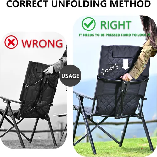 Miniatura 8 de Silla de camping reclinable para adultos, resistente, sillas reclinables plegables con respaldo alto ajustable de 6 posiciones, sillas de patio
