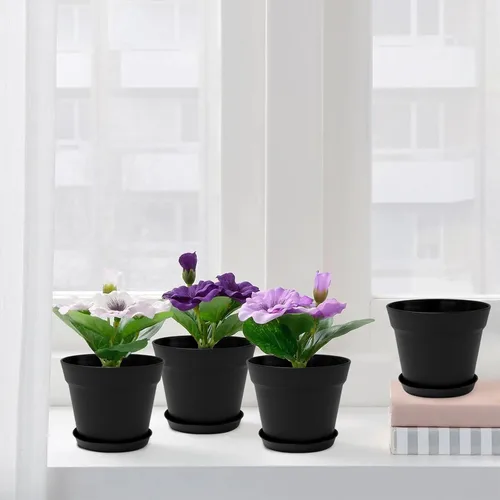 Miniatura 4 de GARDIFE Paquete de 20 macetas de 4 pulgadas, macetas para plantas de interior, macetas de flores, negras