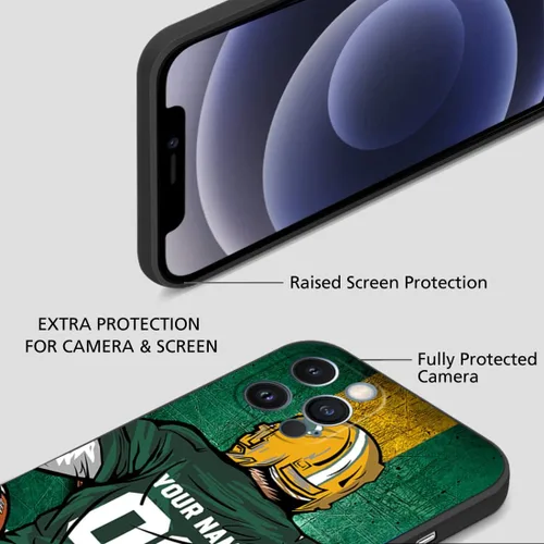 Miniatura 3 de Funda personalizada con nombre y número del equipo de fútbol para iPhone 17 Air 16 15 14 13 12 11 Pro Max mini Xr Xs X 7 8 Plus SE 6s 6, funda Negro
