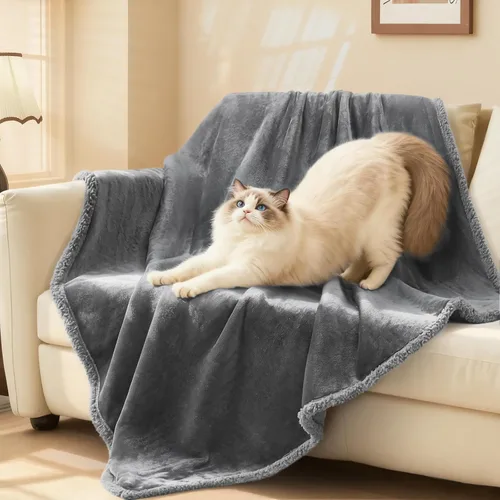 Miniatura 18 de Luciphia Manta de cama impermeable lavable, suave forro polar sherpa reversible para cachorros para perros medianos y grandes, funda protectora