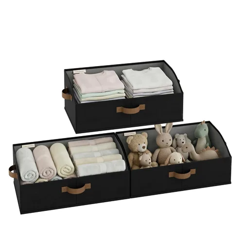 Miniatura 12 de StorageWorks - Contenedores de almacenamiento para armario, caja organizadora trapezoidal para estantes, contenedor de tela para ropa, cestas Marrón