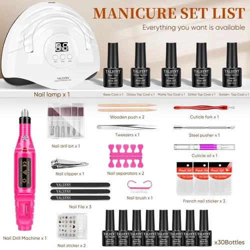 Miniatura 8 de Kit de esmalte de uñas de gel con lámpara de uñas UV, kit de uñas de gel para remojar, base y capa superior, juego de herramientas para uñas