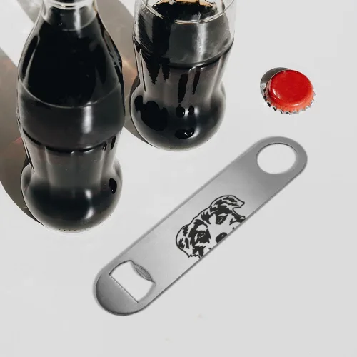 Miniatura 3 de WIRESTER Abrebotellas plano de acero inoxidable grabado con láser, abrebotellas de cerveza para cocina, bar, restaurante, pastor australiano Bulldog