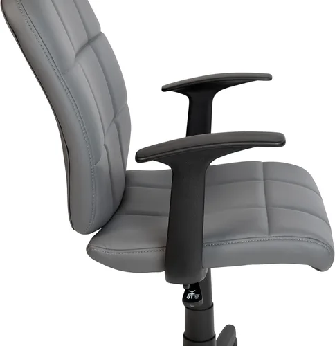 Miniatura 8 de Flash Furniture Clayton - Silla giratoria de respaldo medio con brazos, tapicería de vinilo gris, respaldo copetudo y giro de 360°